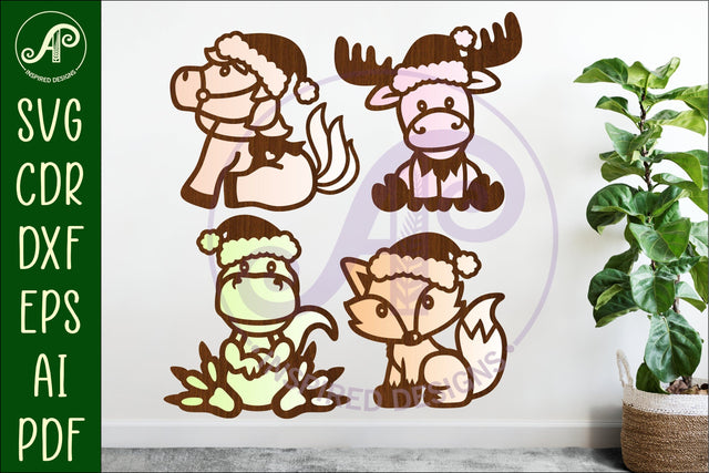 Christmas animals shapes laser cut wall art 1 SVG APInspireddesigns 
