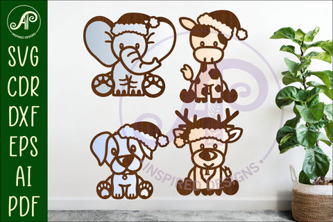 Christmas animals shapes laser cut wall art 2 SVG APInspireddesigns 