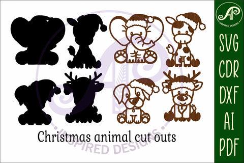 Christmas animals shapes laser cut wall art 2 SVG APInspireddesigns 