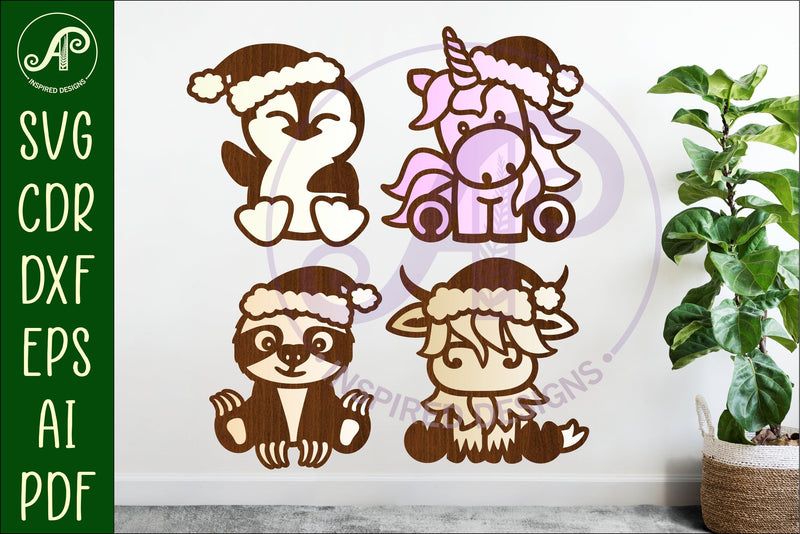 Christmas animals shapes laser cut wall art 3 SVG APInspireddesigns 