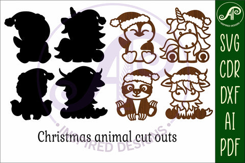 Christmas animals shapes laser cut wall art 3 SVG APInspireddesigns 