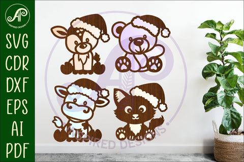 Christmas animals shapes laser cut wall art 4 SVG APInspireddesigns 