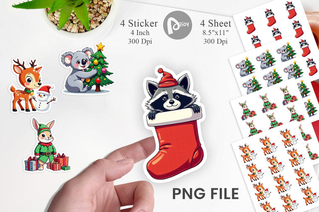 Christmas Animals Sticker Sublimation artnoy 