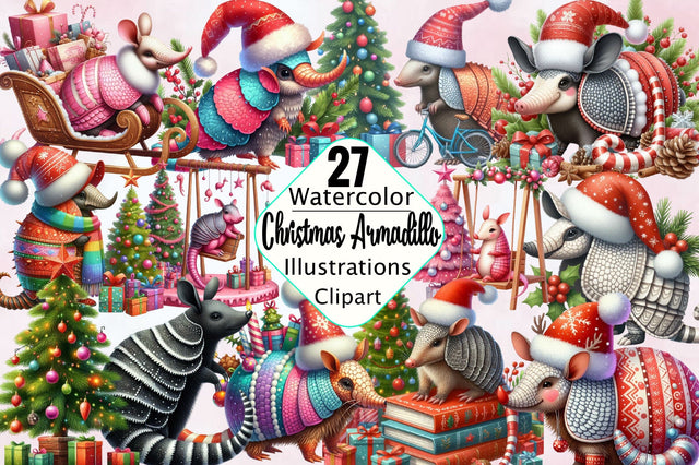 Christmas Armadillo PNG Clipart Sublimation SVGArt 