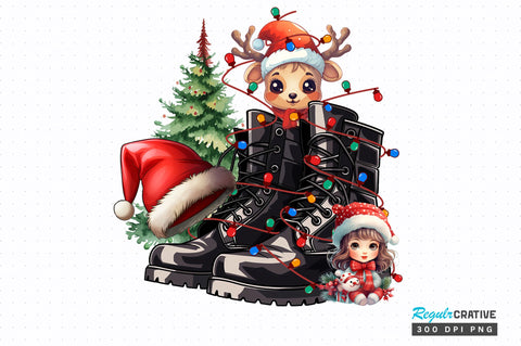 Christmas army boots clipart png design Sublimation Regulrcrative 