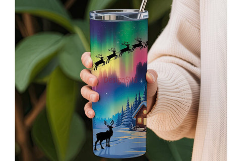 Christmas Aurora 20oz Tumbler Wrap Sublimation DesignSVG 