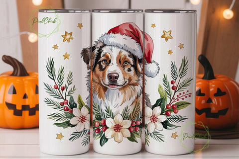 Christmas Aussie Dog 20oz Tumbler Wrap Sublimation PixelChick 