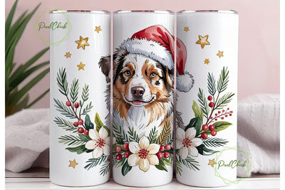 Christmas Aussie Dog 20oz Tumbler Wrap Sublimation PixelChick 