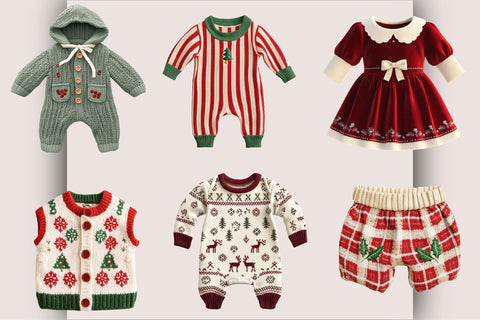 Christmas Baby Clothes Clipart PNG Bundle. Sublimation SVGArt 