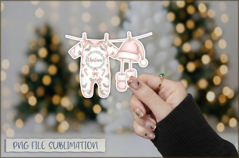 Christmas Baby Clothesline Sticker PNG Sublimation Shetara Begum 