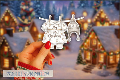 Christmas Baby Clothesline Sticker PNG Sublimation Shetara Begum 