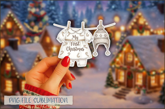 Christmas Baby Clothesline Sticker PNG Sublimation Shetara Begum 