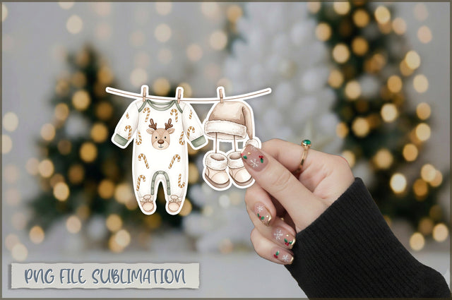Christmas Baby Clothesline Sticker PNG Sublimation Shetara Begum 