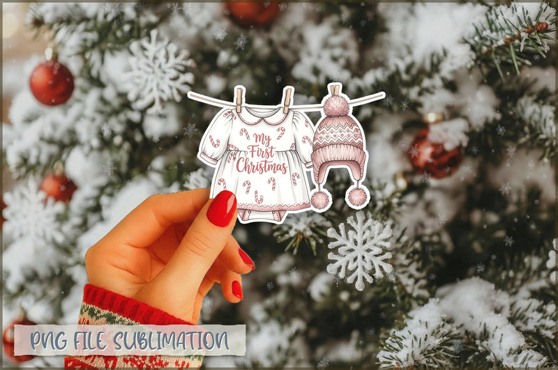Christmas Baby Clothesline Sticker PNG Sublimation Shetara Begum 
