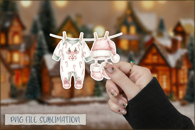 Christmas Baby Clothesline Sticker PNG Sublimation Shetara Begum 