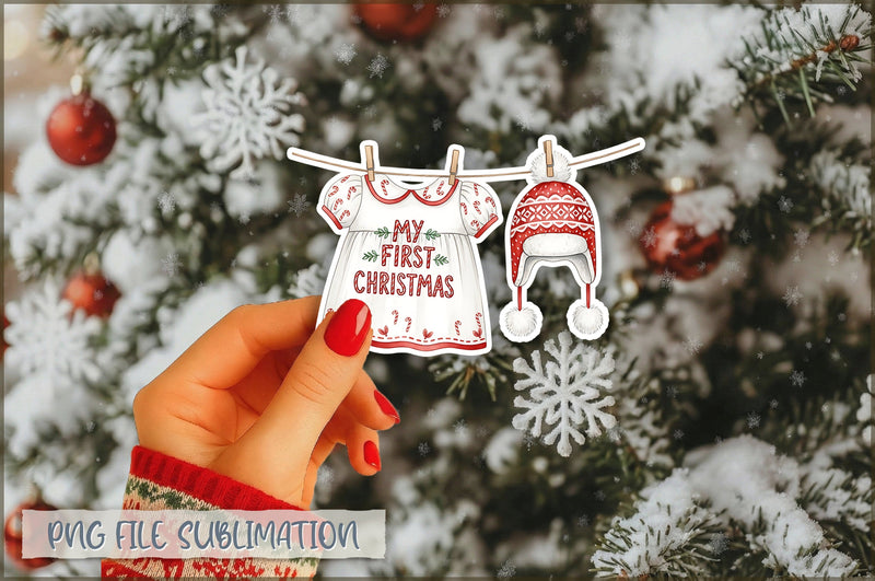 Christmas Baby Clothesline Sticker PNG Sublimation Shetara Begum 