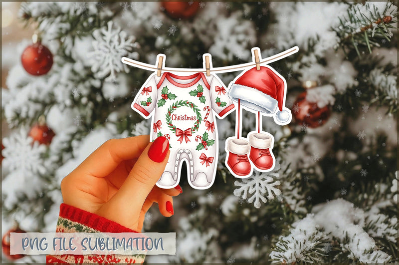 Christmas Baby Clothesline Sticker PNG Sublimation Shetara Begum 