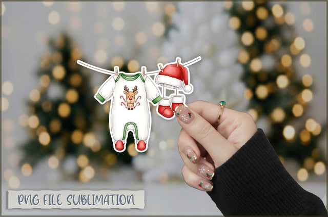 Christmas Baby Clothesline Sticker PNG Sublimation Shetara Begum 