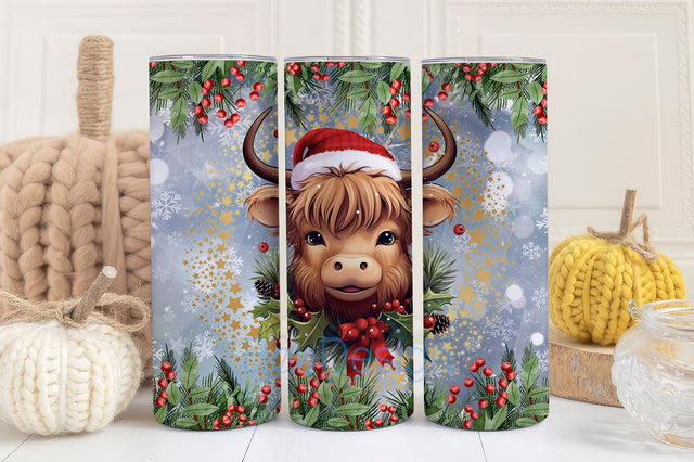 Christmas Baby Cow 20 Oz Tumbler Wrap Christmas Highland Cow for StraightTapered Tumbler PNG File Digital Download Christmas Baby Cow PNG Sublimation Design Sublimation BouDesign 