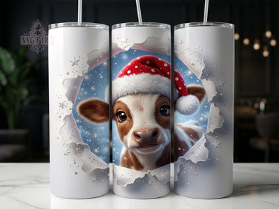 Christmas Baby Cow 20oz Tumbler, Christmas Baby Cow, Baby Cow Tumbler, Christmas Cow, Baby Cow PNG, Cow Tumbler Wrap, Christmas Tumbler, 20oz Tumbler Wrap Sublimation SvggirlplusArt 