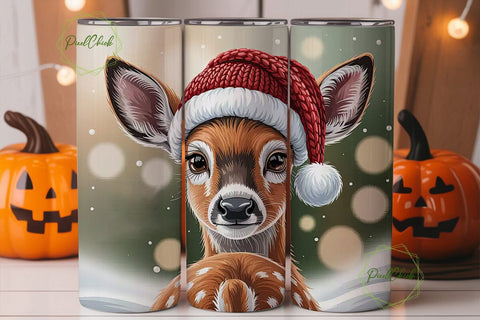 Christmas Baby Deer 20oz Tumbler Wrap Sublimation PixelChick 