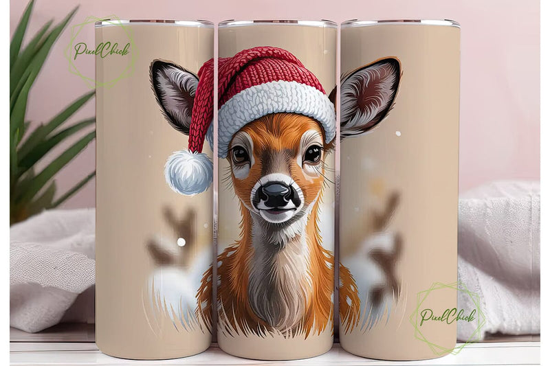 Christmas Baby Deer 20oz Tumbler Wrap Sublimation PixelChick 