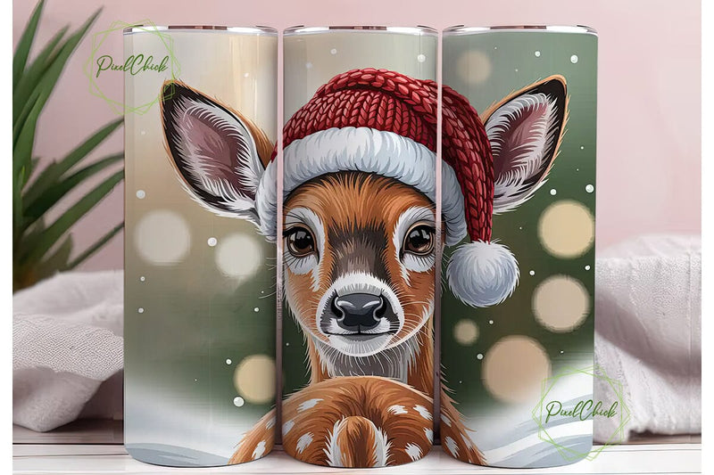 Christmas Baby Deer 20oz Tumbler Wrap Sublimation PixelChick 