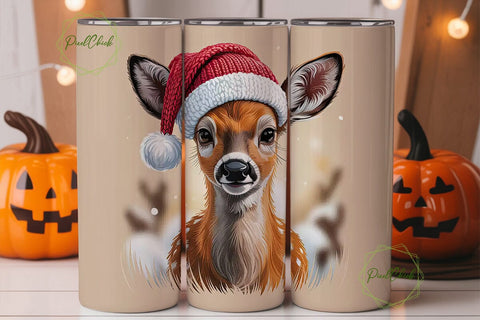 Christmas Baby Deer 20oz Tumbler Wrap Sublimation PixelChick 