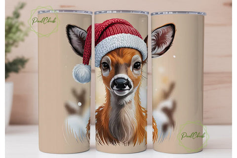 Christmas Baby Deer 20oz Tumbler Wrap Sublimation PixelChick 