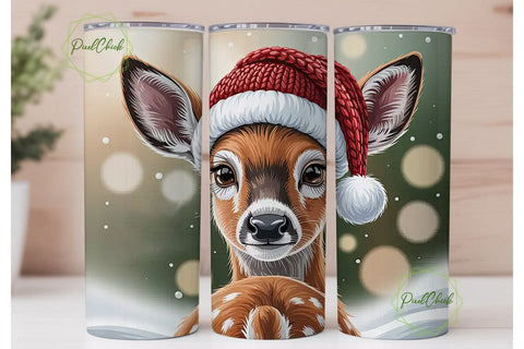 Christmas Baby Deer 20oz Tumbler Wrap Sublimation PixelChick 