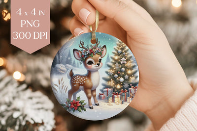 Christmas Baby Deer Sublimation PNG - Cute Ornament File Sublimation BijouBay 