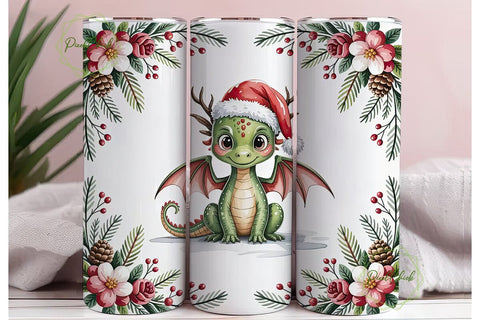 Christmas Baby Dragon 20oz Tumbler Wrap Sublimation PixelChick 