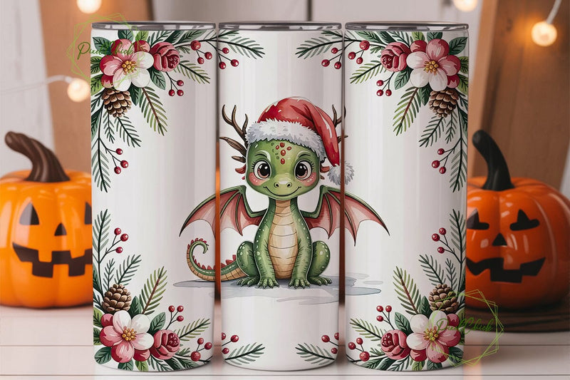 Christmas Baby Dragon 20oz Tumbler Wrap Sublimation PixelChick 