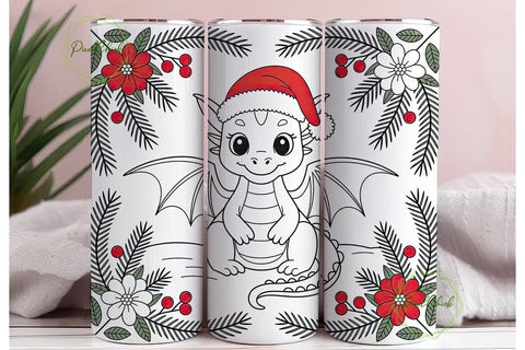 Christmas Baby Dragon 20oz Tumbler Wrap Sublimation PixelChick 