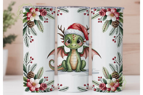 Christmas Baby Dragon 20oz Tumbler Wrap Sublimation PixelChick 