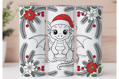 Christmas Baby Dragon 20oz Tumbler Wrap Sublimation PixelChick 