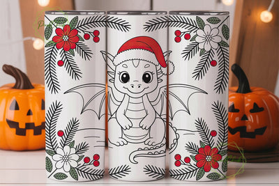 Christmas Baby Dragon 20oz Tumbler Wrap Sublimation PixelChick 