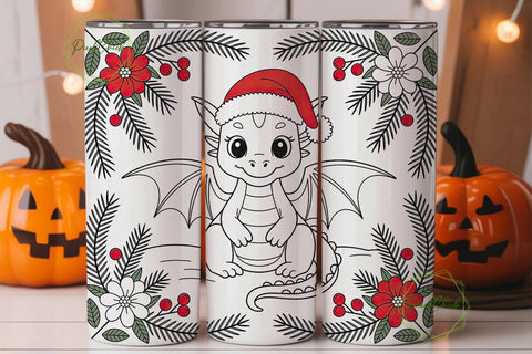 Christmas Baby Dragon 20oz Tumbler Wrap Sublimation PixelChick 