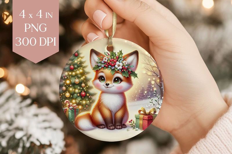 Christmas Baby Fox Sublimation PNG - Cute Ornament File Sublimation BijouBay 