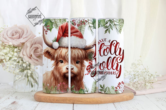 Christmas Baby Highland Cow 20oz Tumbler Wrap, Winter tumbler PNG, Xmas PNG Tumbler Design Sublimation, Designs Downloads Sublimation sassyprint 