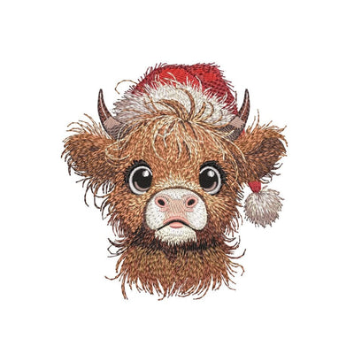 Christmas Baby Highland Cow Embroidery Design, Farm Animal Embroidery File, 3 Sizes, Instant Download Embroidery/Applique DESIGNS Nino Nadaraia 
