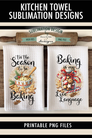 Christmas Baking Kitchen Towel Sublimation Designs Sublimation Ewe-N-Me Designs 