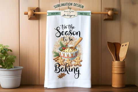 Christmas Baking Kitchen Towel Sublimation Designs Sublimation Ewe-N-Me Designs 