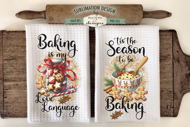Christmas Baking Kitchen Towel Sublimation Designs Sublimation Ewe-N-Me Designs 