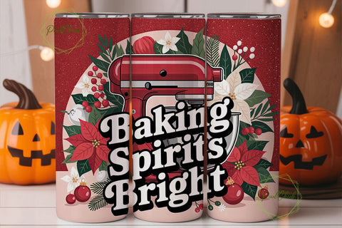 Christmas Baking Mixer 20oz Tumbler Wrap Sublimation PixelChick 