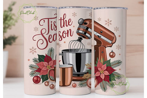 Christmas Baking Mixer 20oz Tumbler Wrap Sublimation PixelChick 