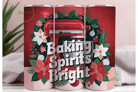 Christmas Baking Mixer 20oz Tumbler Wrap Sublimation PixelChick 