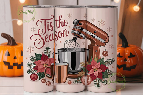 Christmas Baking Mixer 20oz Tumbler Wrap Sublimation PixelChick 