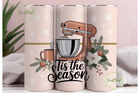 Christmas Baking Mixer 20oz Tumbler Wrap Sublimation PixelChick 