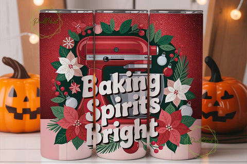 Christmas Baking Mixer 20oz Tumbler Wrap Sublimation PixelChick 